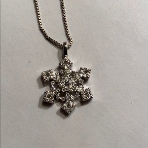 SNOW FLAKE PENDANT and CHAIN STERLING SILVER